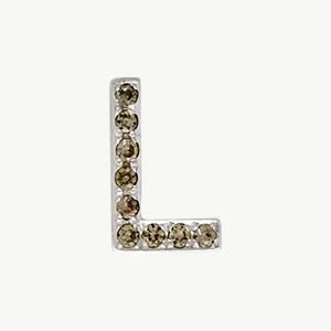 White Gold, Brown Diamond Letter Bead - Image 16