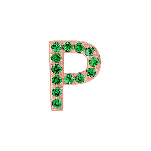 Green Garnet + 14k Rose Gold Letter Charm - Image 16