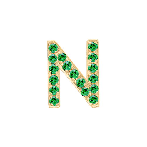 Green Garnet + 14k Yellow Gold Letter Charm - Image 14