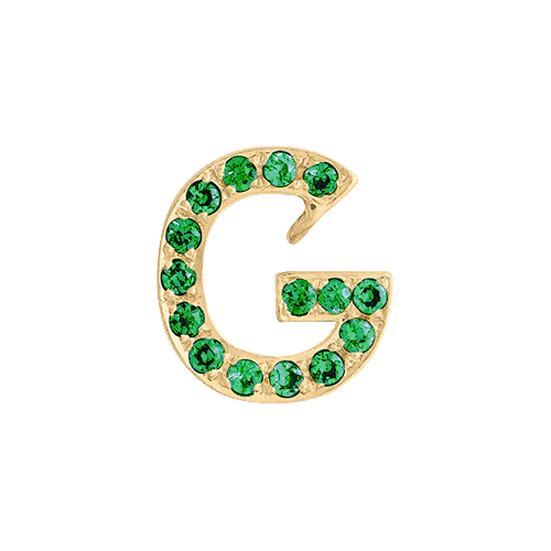 Green Garnet + 14k Yellow Gold Letter Charm - Image 7