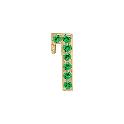 Green Garnet + 14k Yellow Gold Number Charm - Image 2