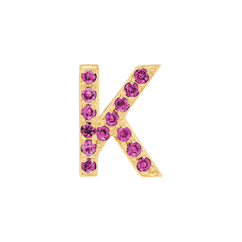 Pink Sapphire + 14k Yellow Gold Letter Charm - Image 11
