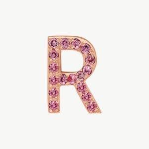 Rose Gold, Pink Sapphire Letter Bead - Image 46