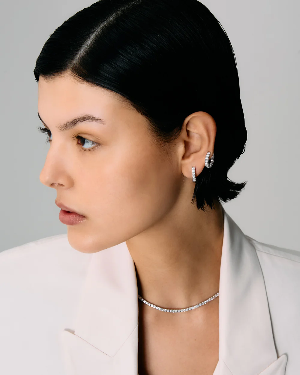 Small Mega Diamond Hoop Earrings