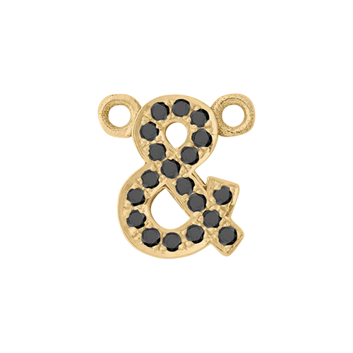 Black Diamond + 14k Yellow Gold Letter Charm