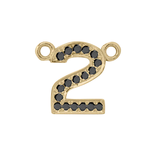 Black Diamond + 14k Yellow Gold Letter Charm - Image 3
