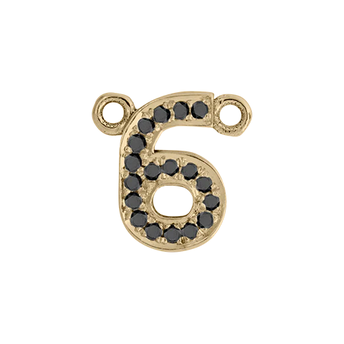 Black Diamond + 14k Yellow Gold Letter Charm - Image 7