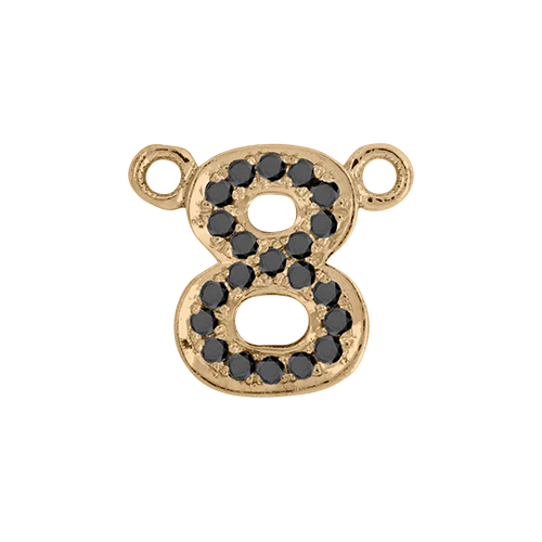 Black Diamond + 14k Yellow Gold Letter Charm - Image 9