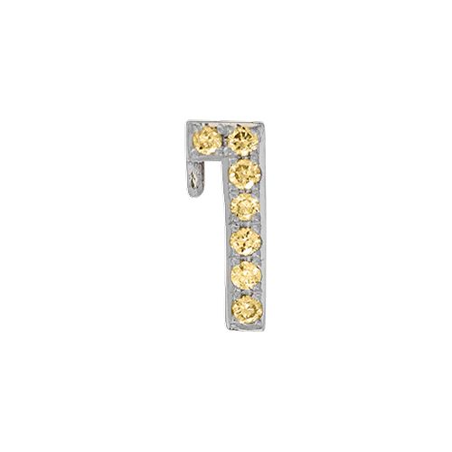 Yellow Sapphire + 14k White Gold Number Charm - Image 2